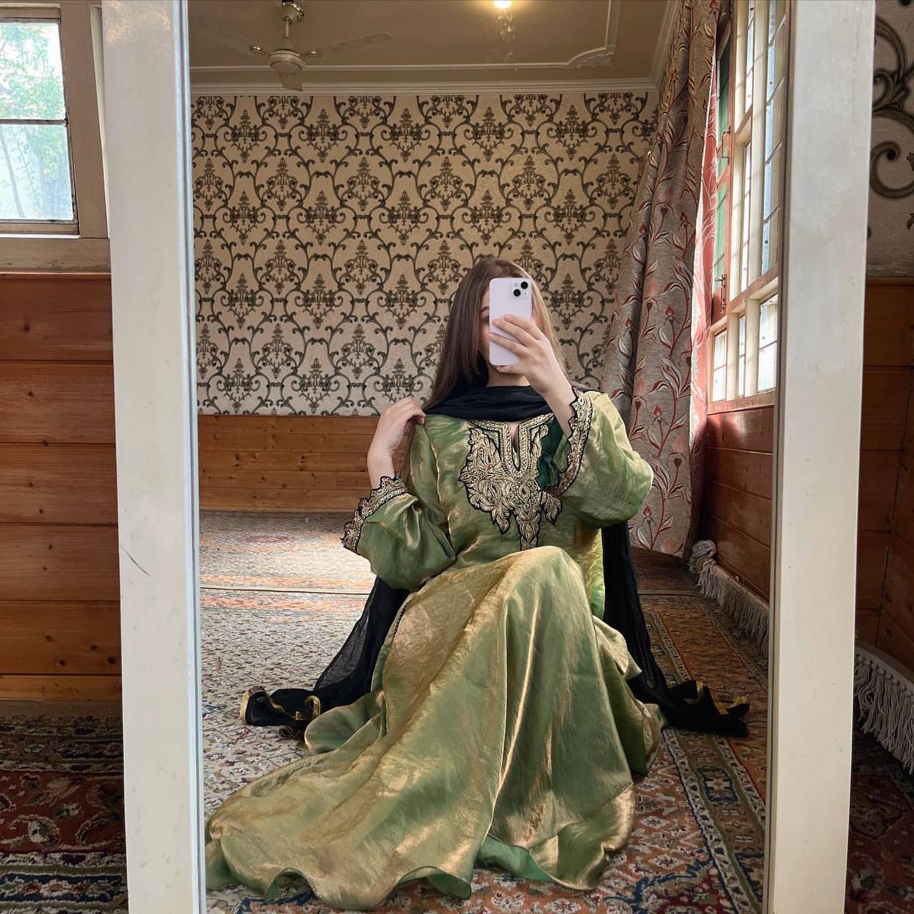Party Wear Green Color Embroidered Ready To Wear Sharara Set