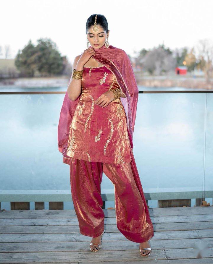 Designer Pink Color Silk Embroidery Work Farshi Set