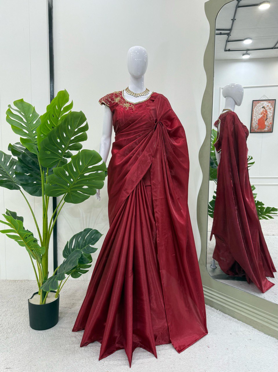 Beautiful Maroon Color Jimmy Chu Silk Designer Saree