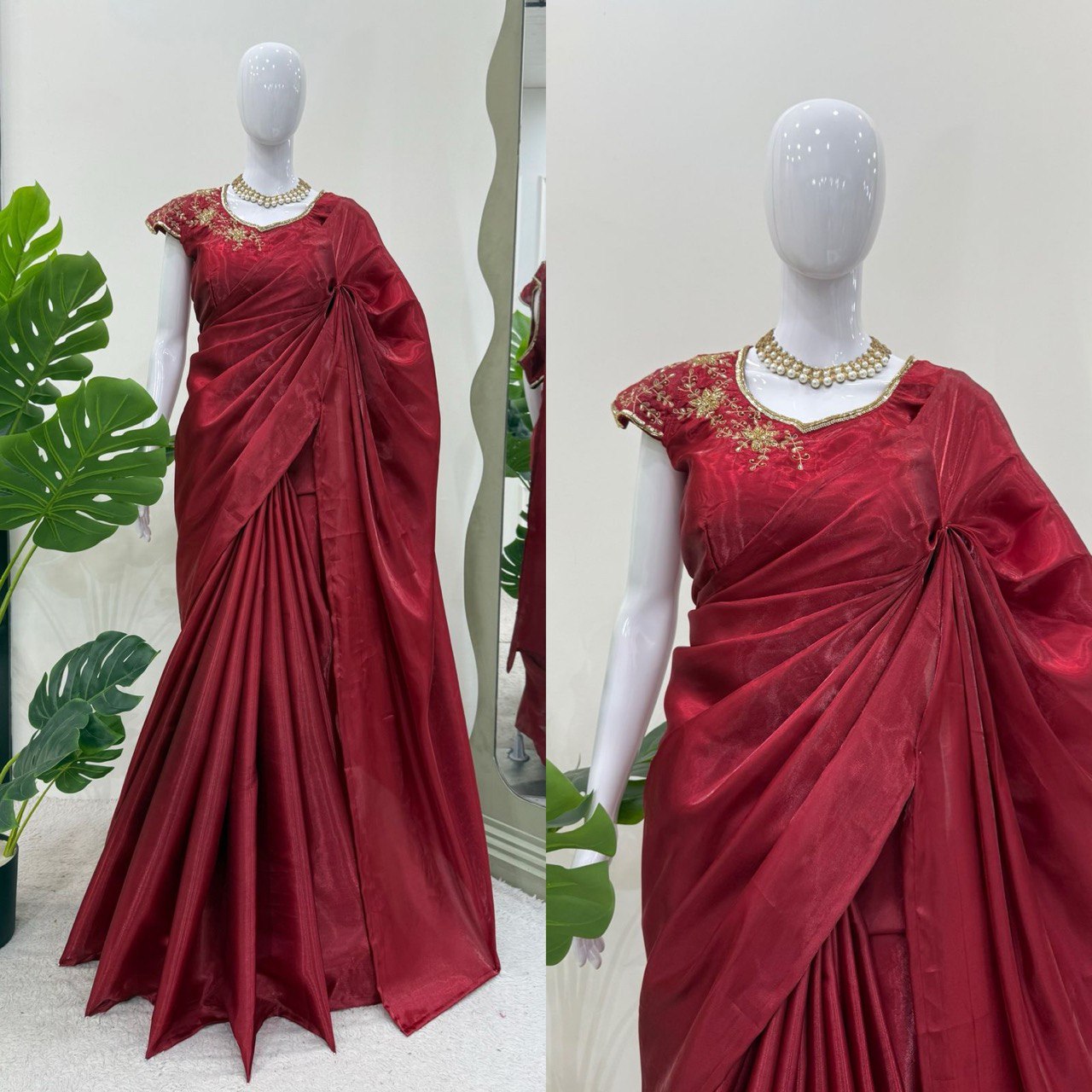 Beautiful Maroon Color Jimmy Chu Silk Designer Saree