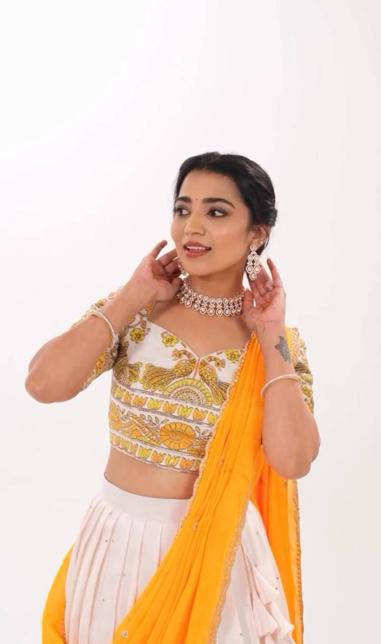 Exclusive Yellow Color Cotton With Kalamkari Printed Designer Lehenga Choli