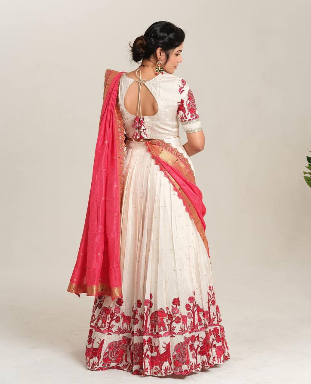 Gorgeous Pink Color Cotton With Kalamkari Printed Designer Lehenga Choli