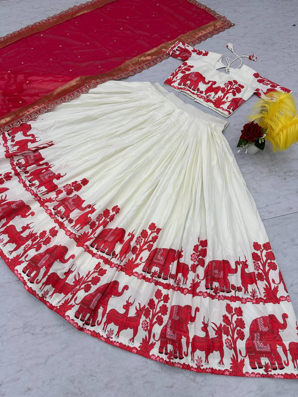 Gorgeous Pink Color Cotton With Kalamkari Printed Designer Lehenga Choli