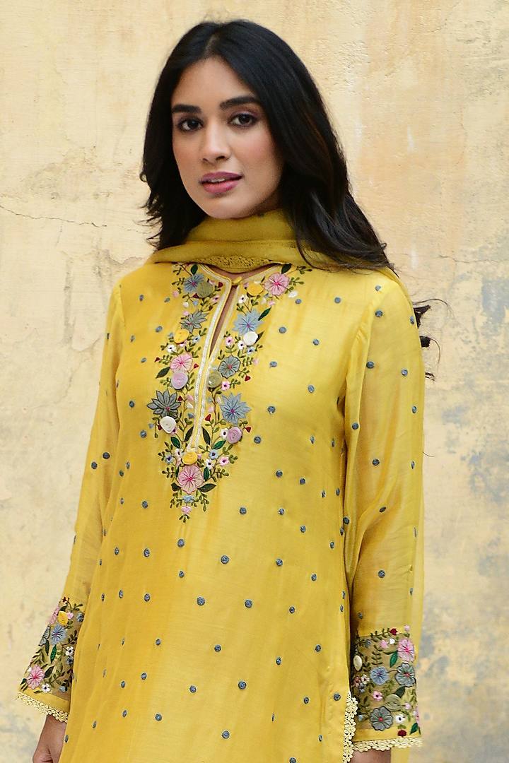Festive Wear Yellow Color Heavy Embroidered Sequin Work Designer Palazzo Suit