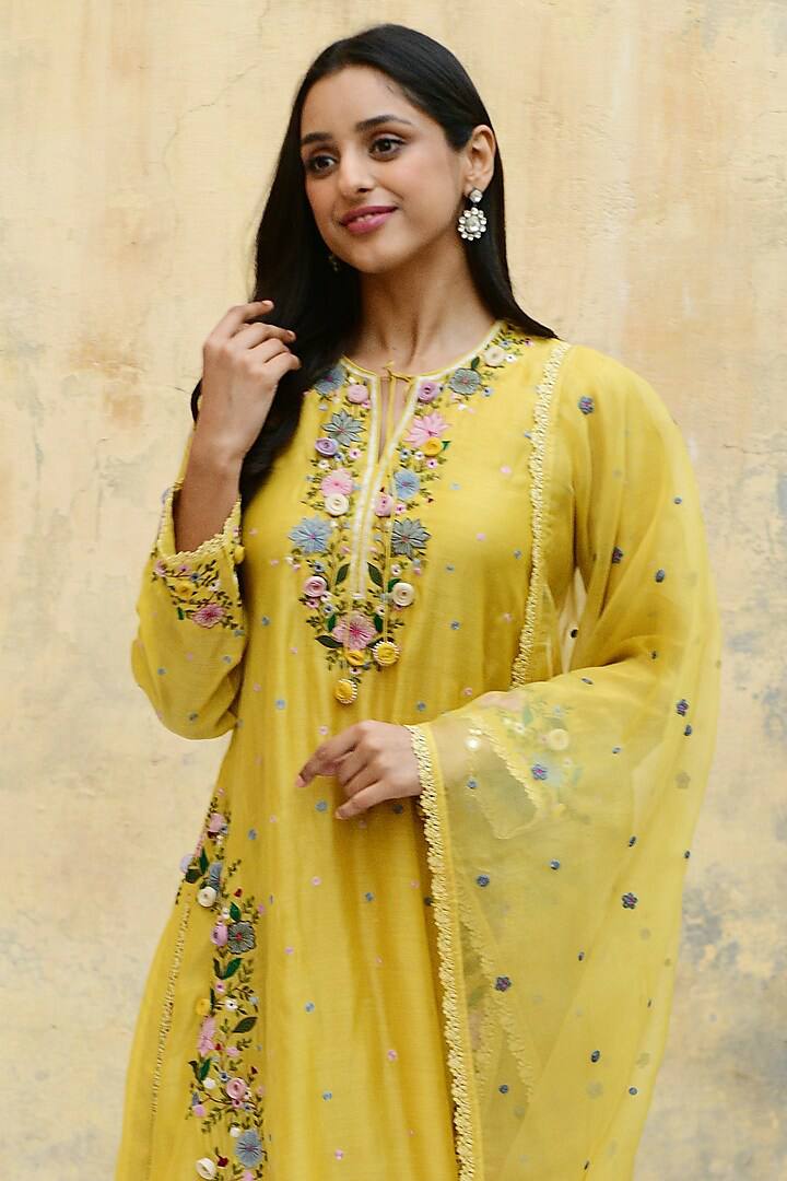 Festive Wear Yellow Color Heavy Embroidered Sequin Work Designer Palazzo Suit