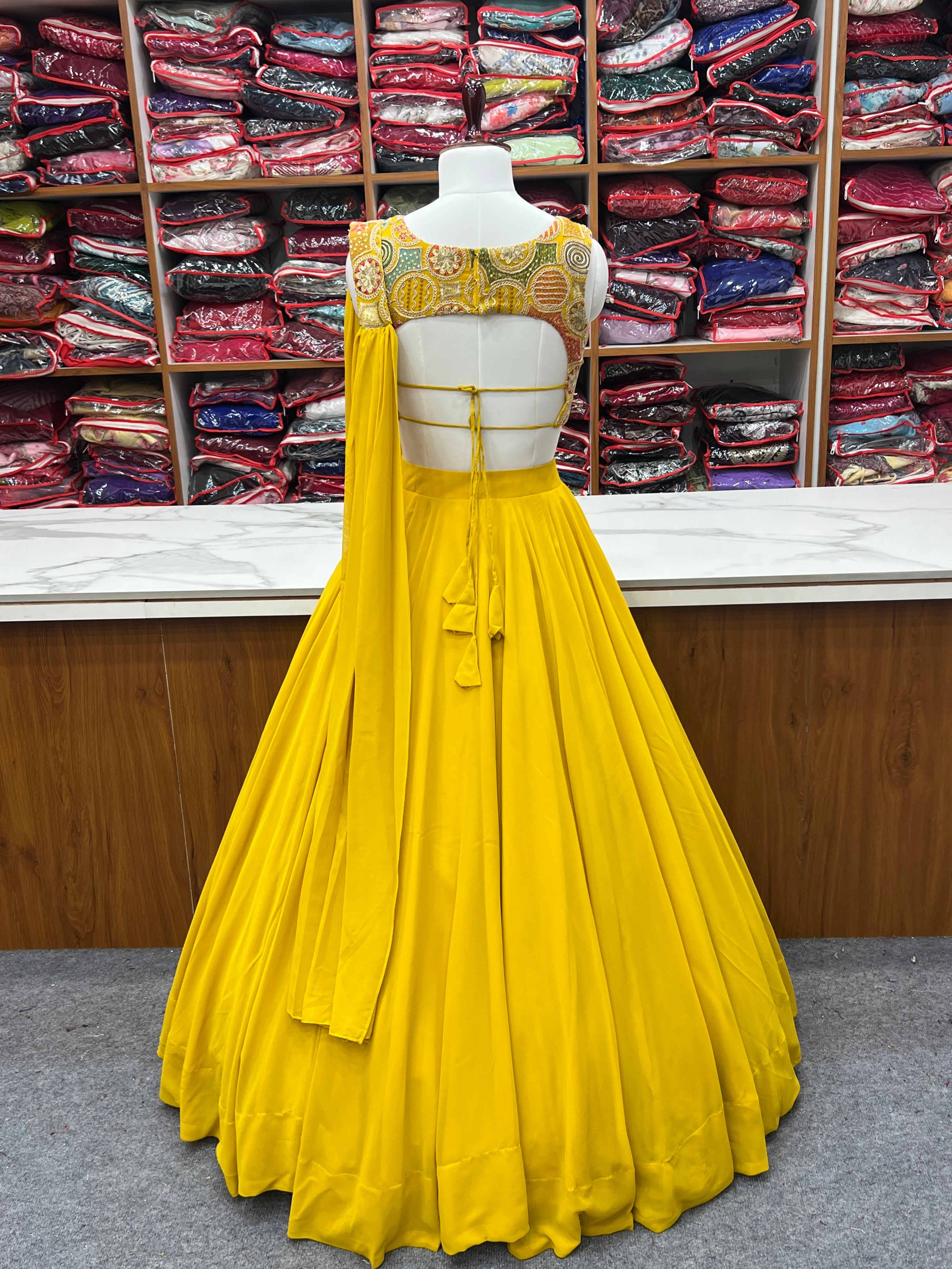 Blissful Yellow Color Pure Soft Fox Georgette Blooming Designer Ready to Wear Lehenga Choli