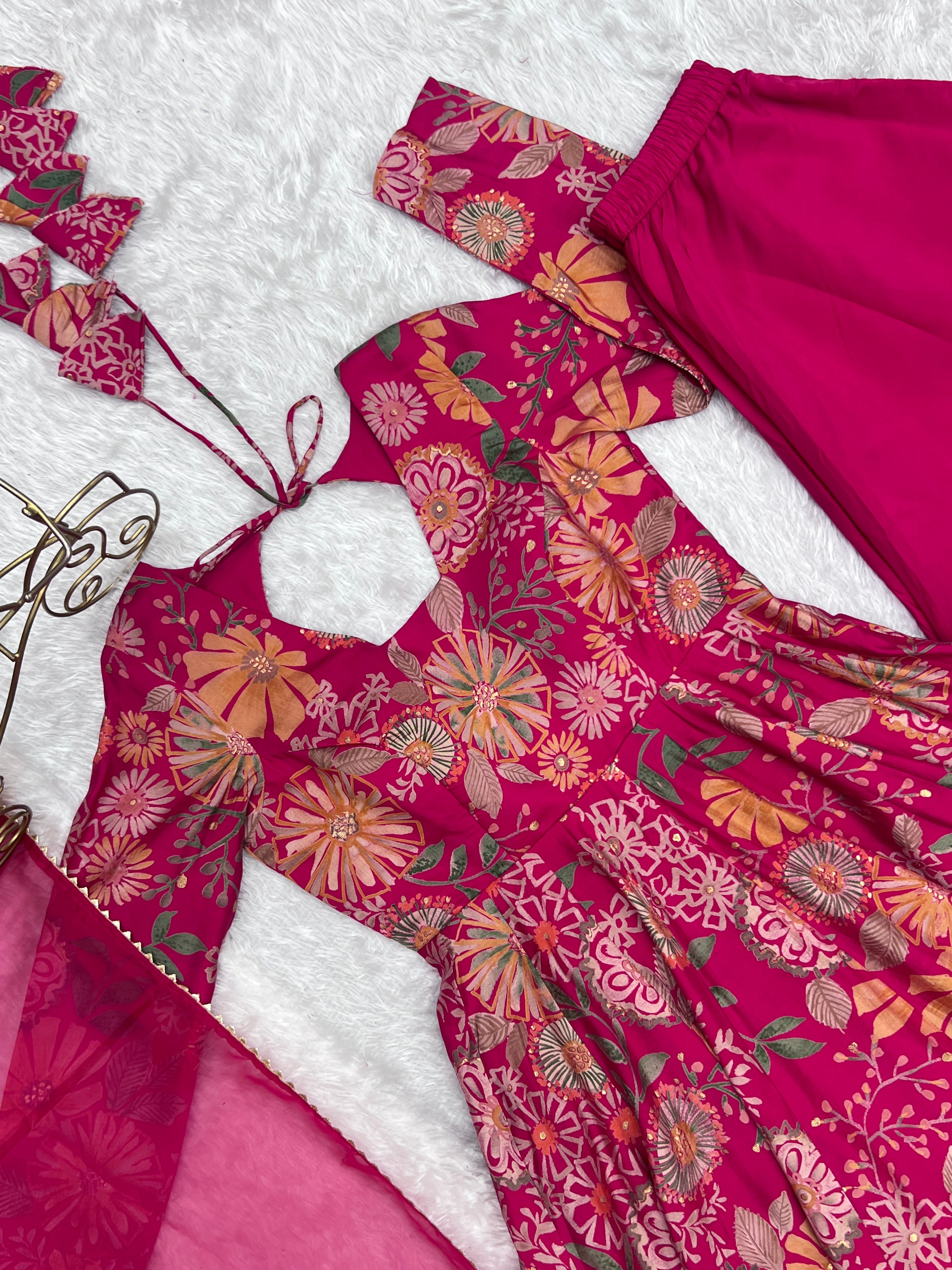 Ceremony Wear Pink Color Chanderi Designer Palazzo Suit