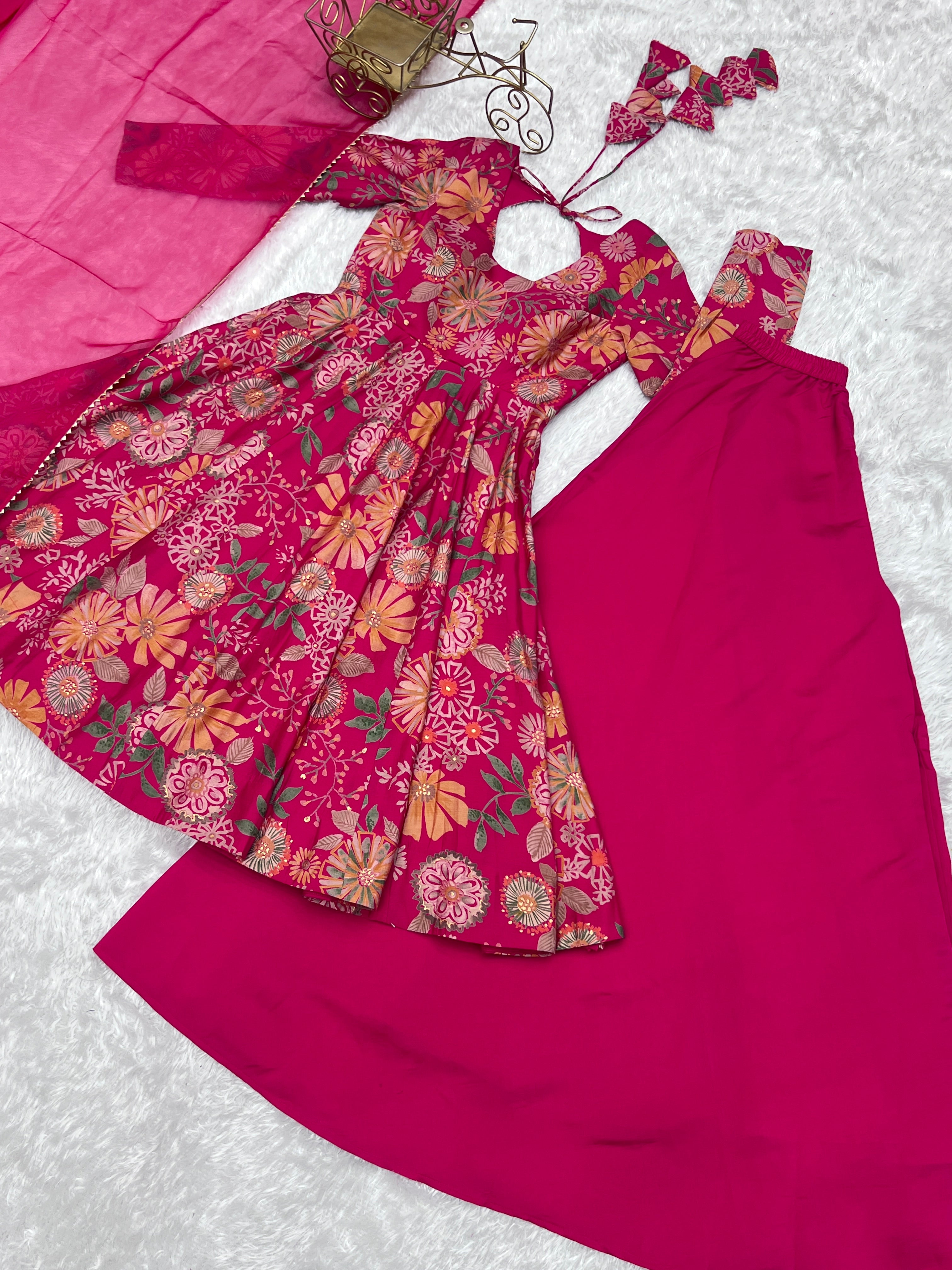 Ceremony Wear Pink Color Chanderi Designer Palazzo Suit