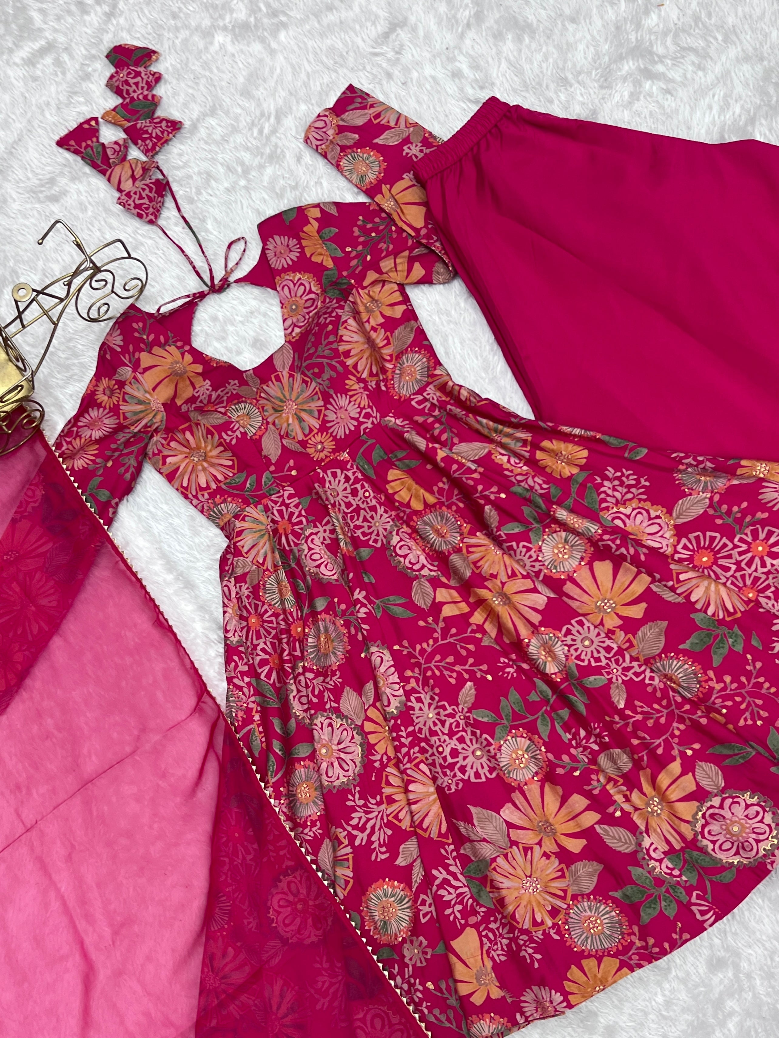 Ceremony Wear Pink Color Chanderi Designer Palazzo Suit