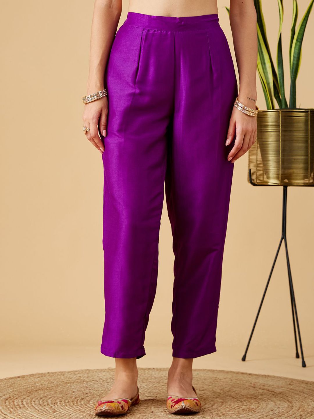 Party Wear Purple Color Chinon Viscose With Work Designer Kurta Set