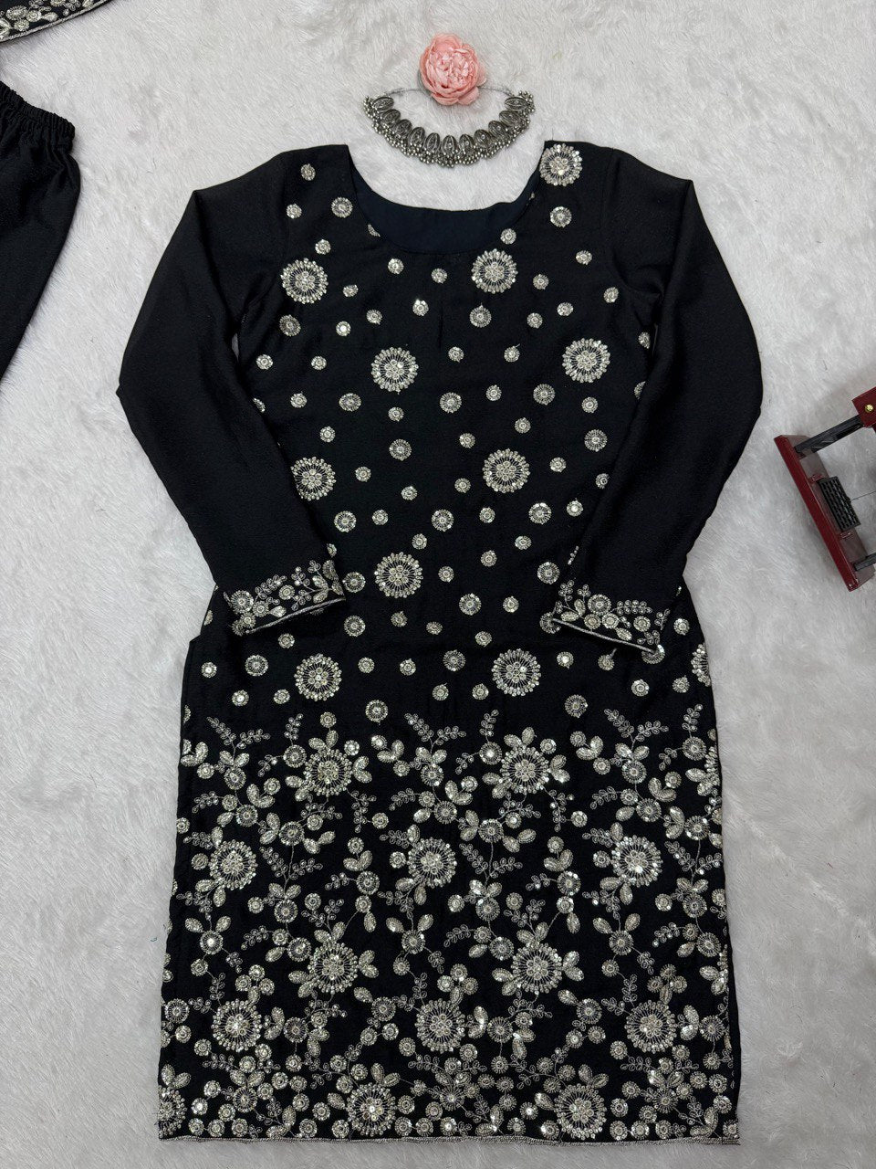 Wedding Wear Black Star Georgette Thread With Sequence Work Sharara Suit