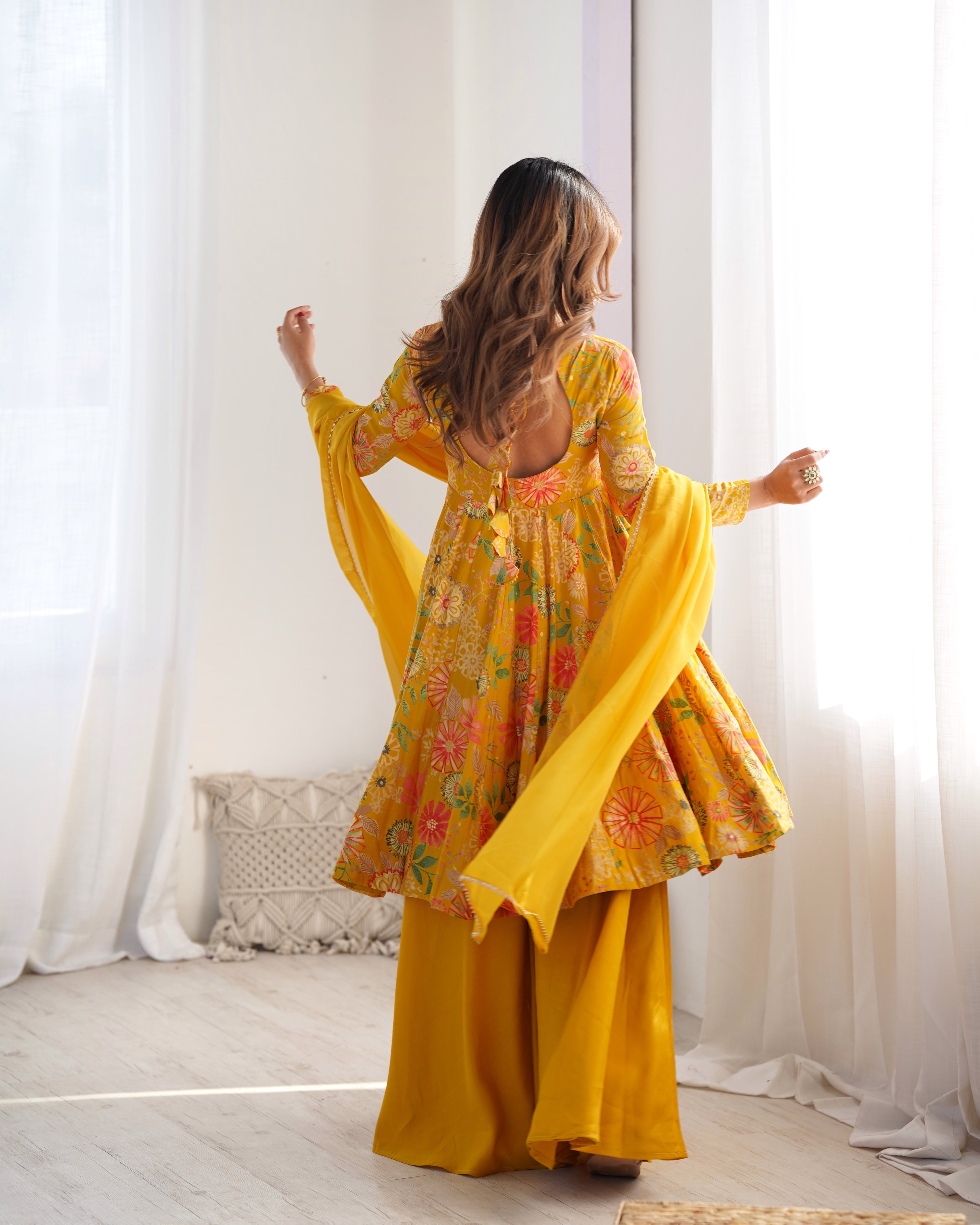 Haldi Wear Yellow Color Chanderi Designer Palazzo Suit