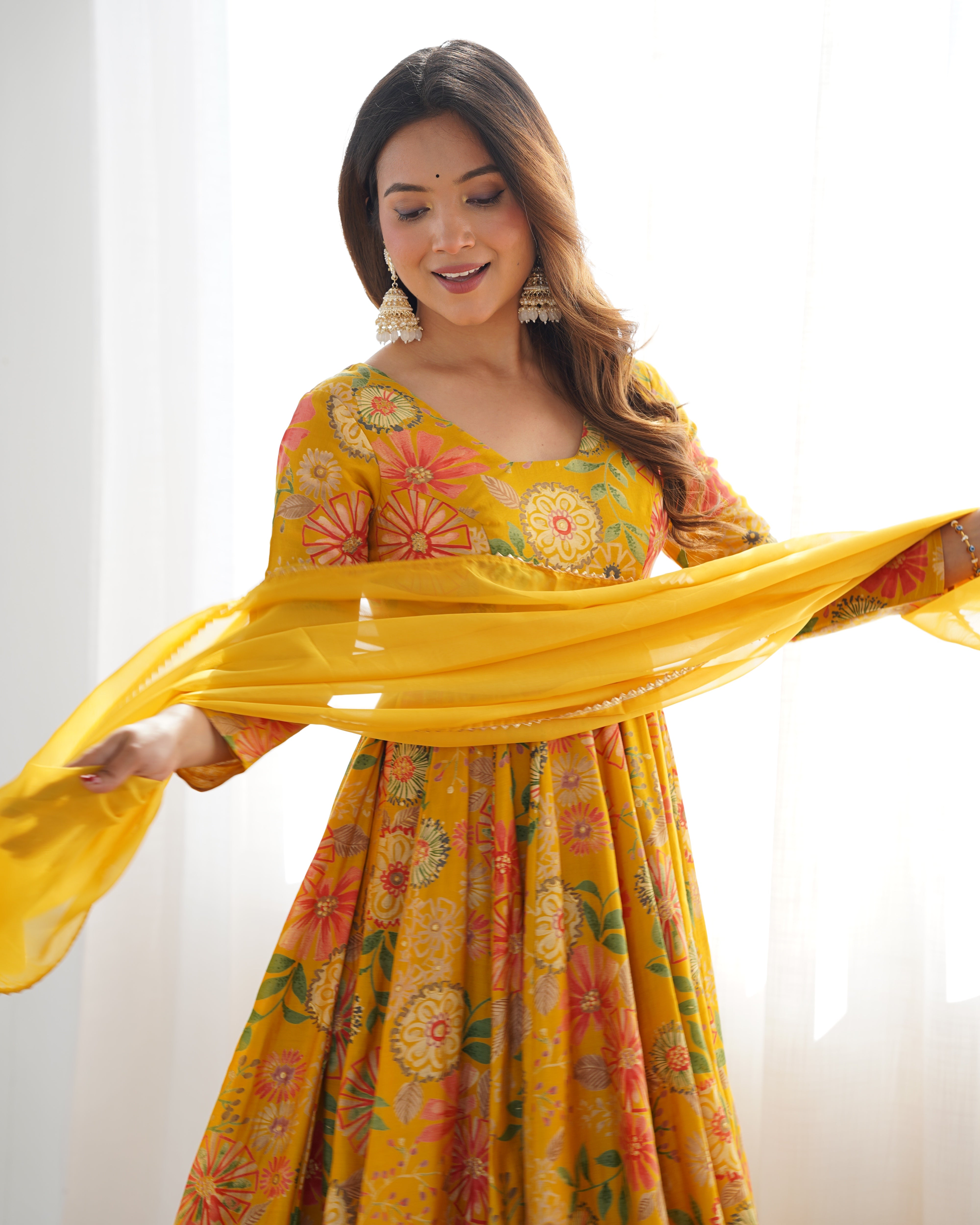Haldi Wear Yellow Color Chanderi Designer Palazzo Suit