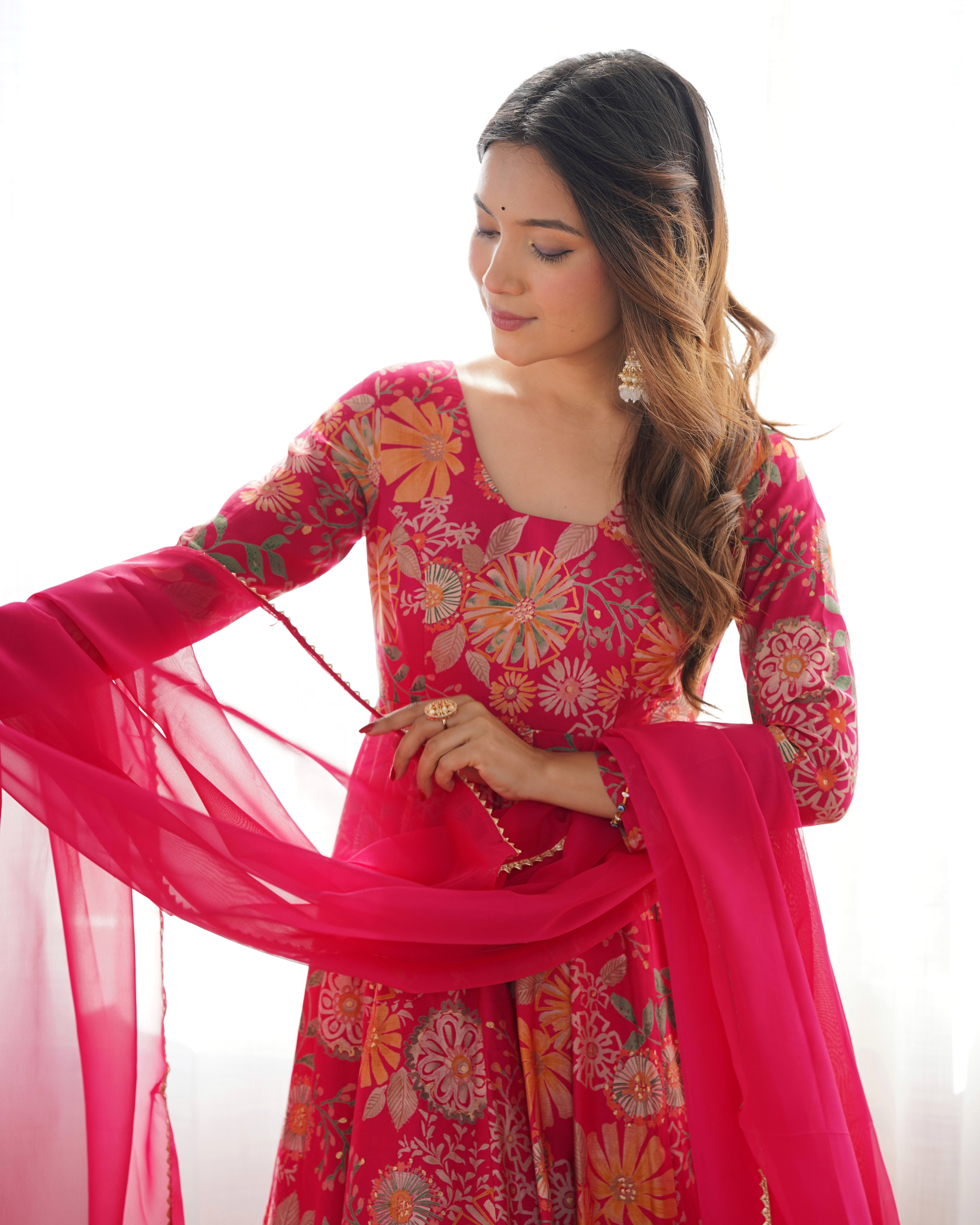 Ceremony Wear Pink Color Chanderi Designer Palazzo Suit