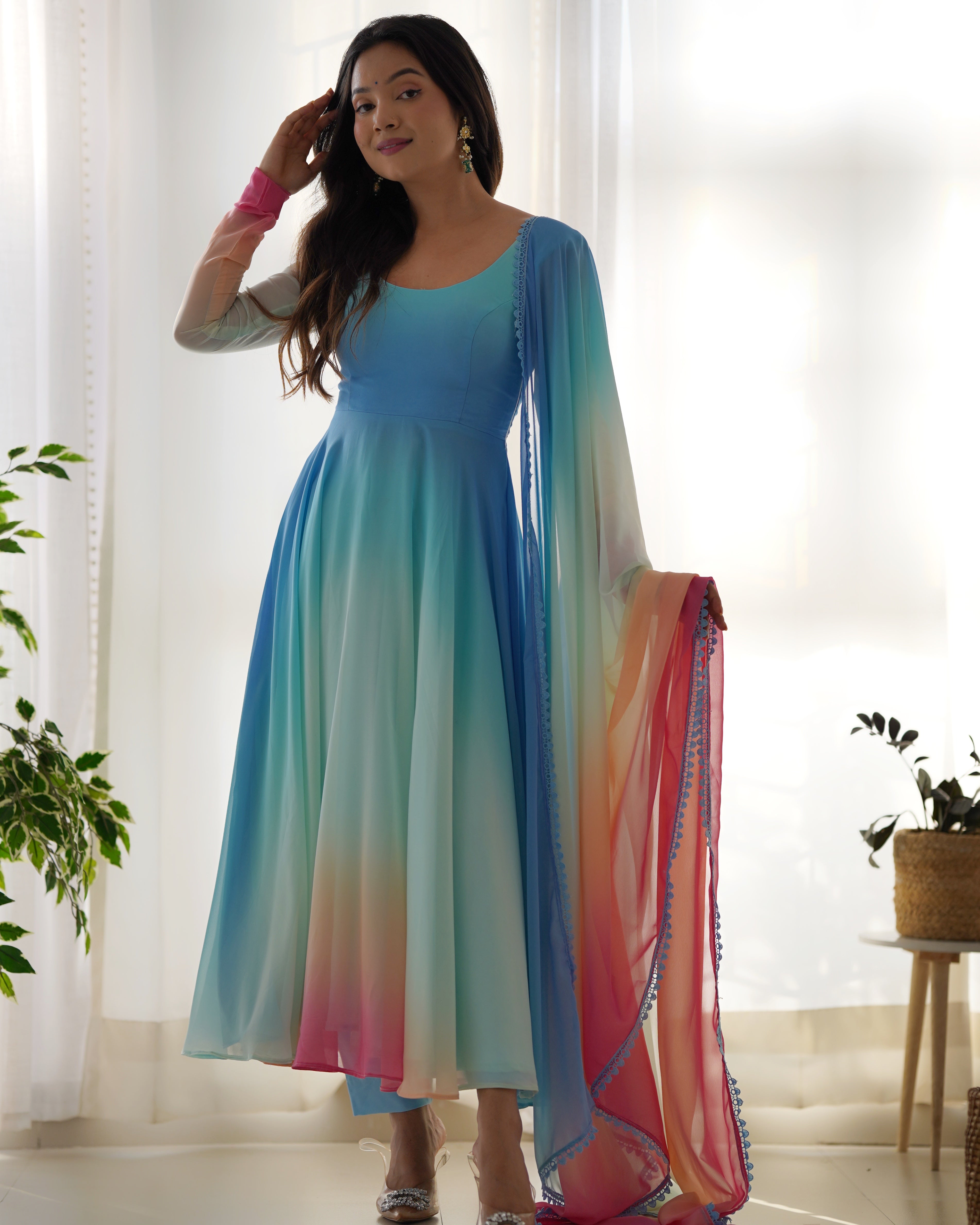 Celebrity Style Multi Color Anarkali Suit