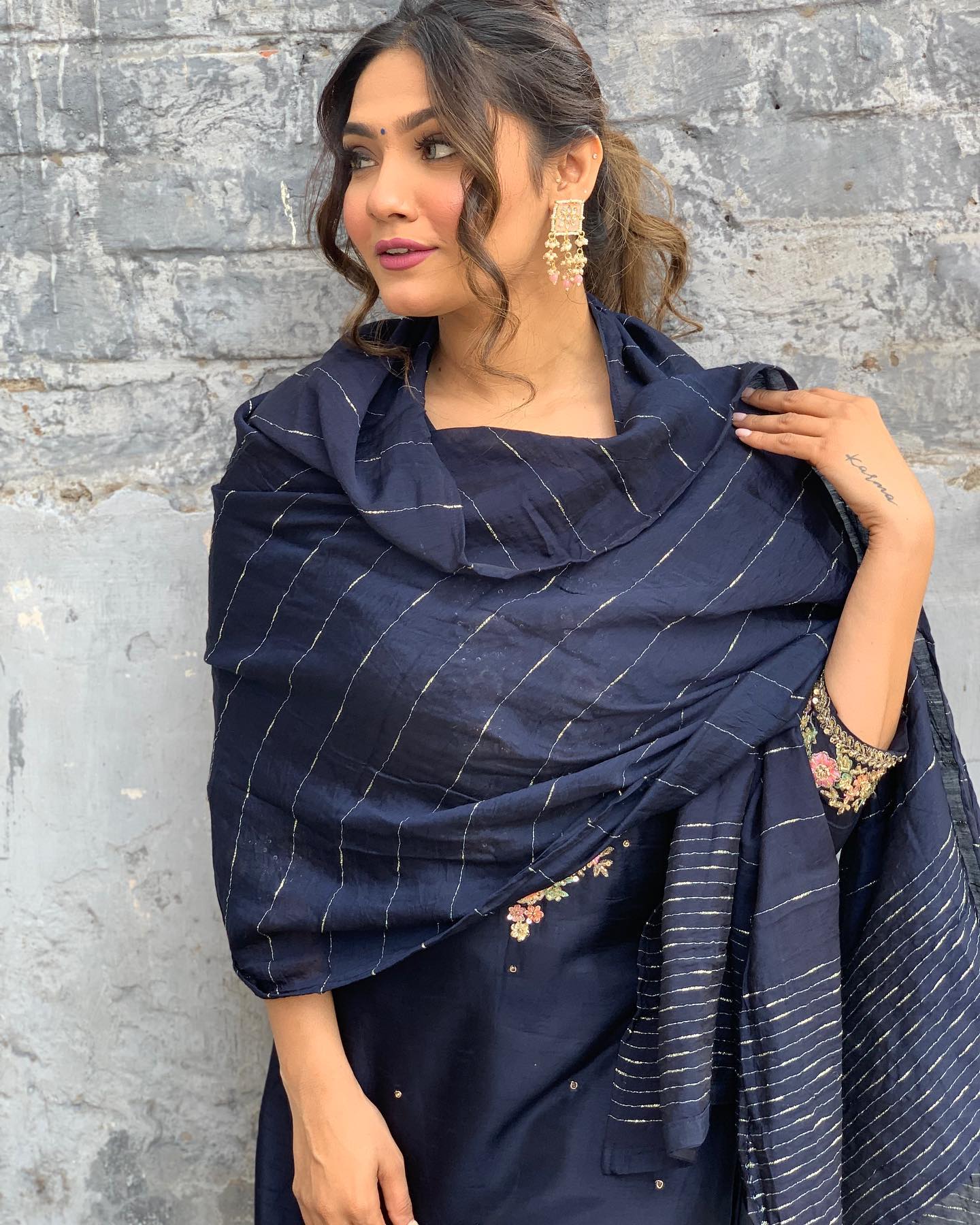 Opulent Blue Color Viscose Chanderi With Embroidery Work Beautiful Kurta Set