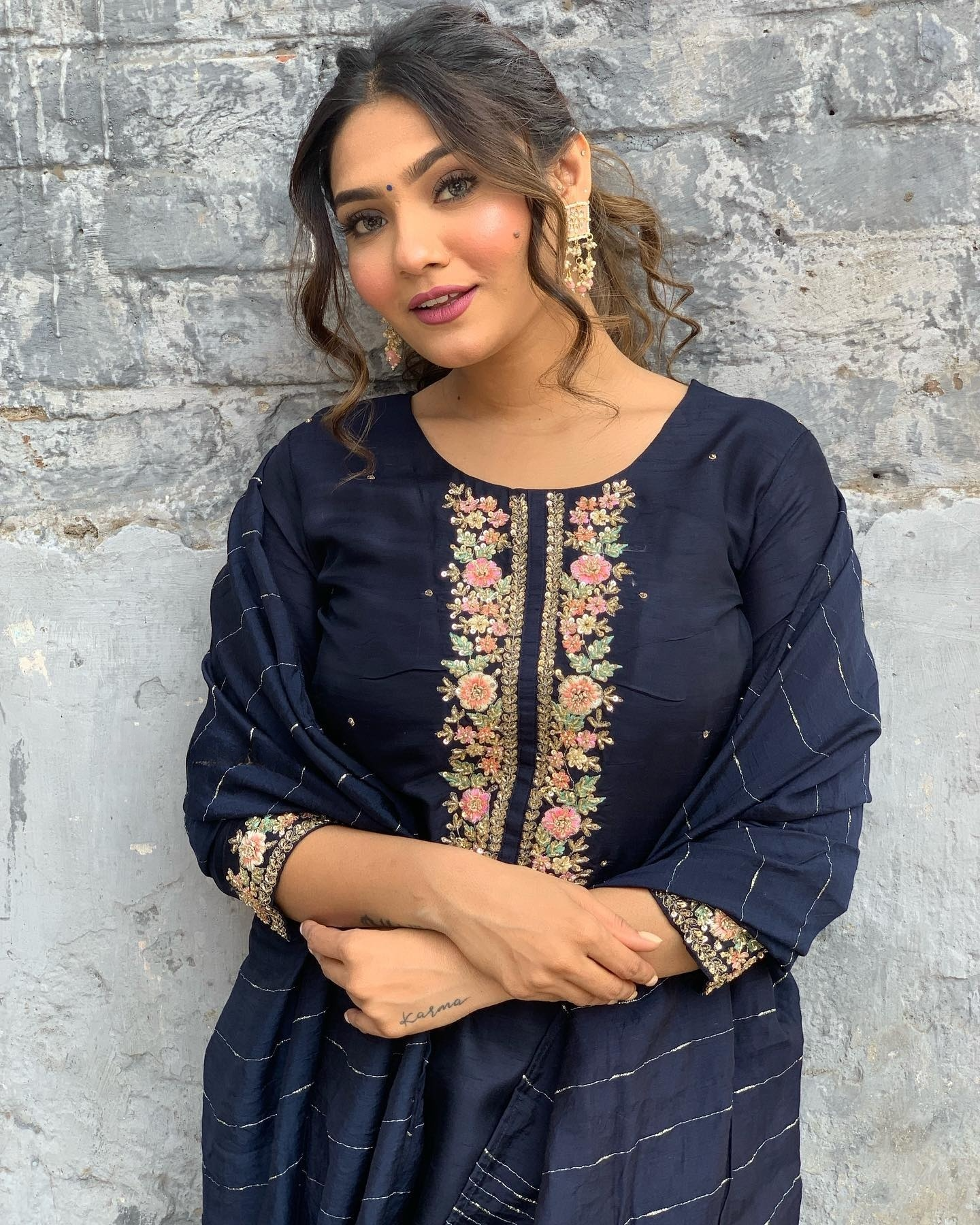 Opulent Blue Color Viscose Chanderi With Embroidery Work Beautiful Kurta Set