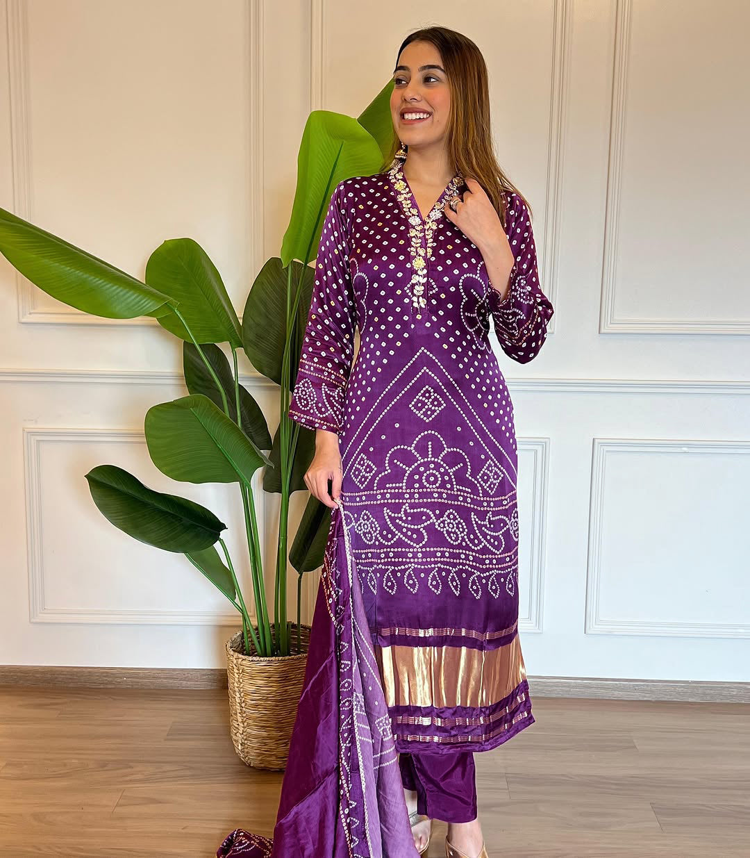 Casual Wear Purple Color Viscose And Position Print With Embroidery Work Beautiful Kurta Set