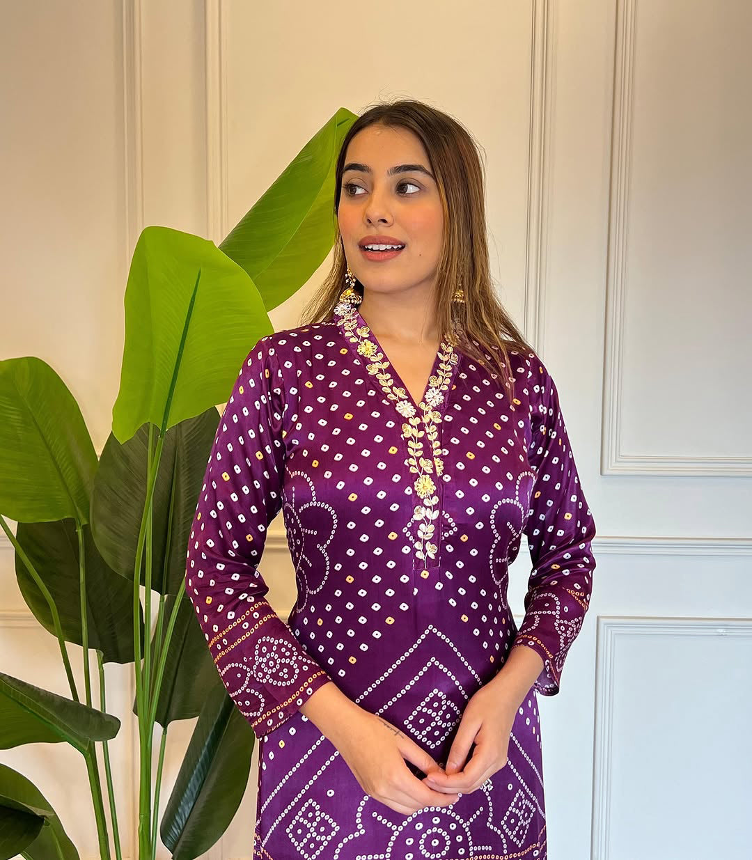 Casual Wear Purple Color Viscose And Position Print With Embroidery Work Beautiful Kurta Set