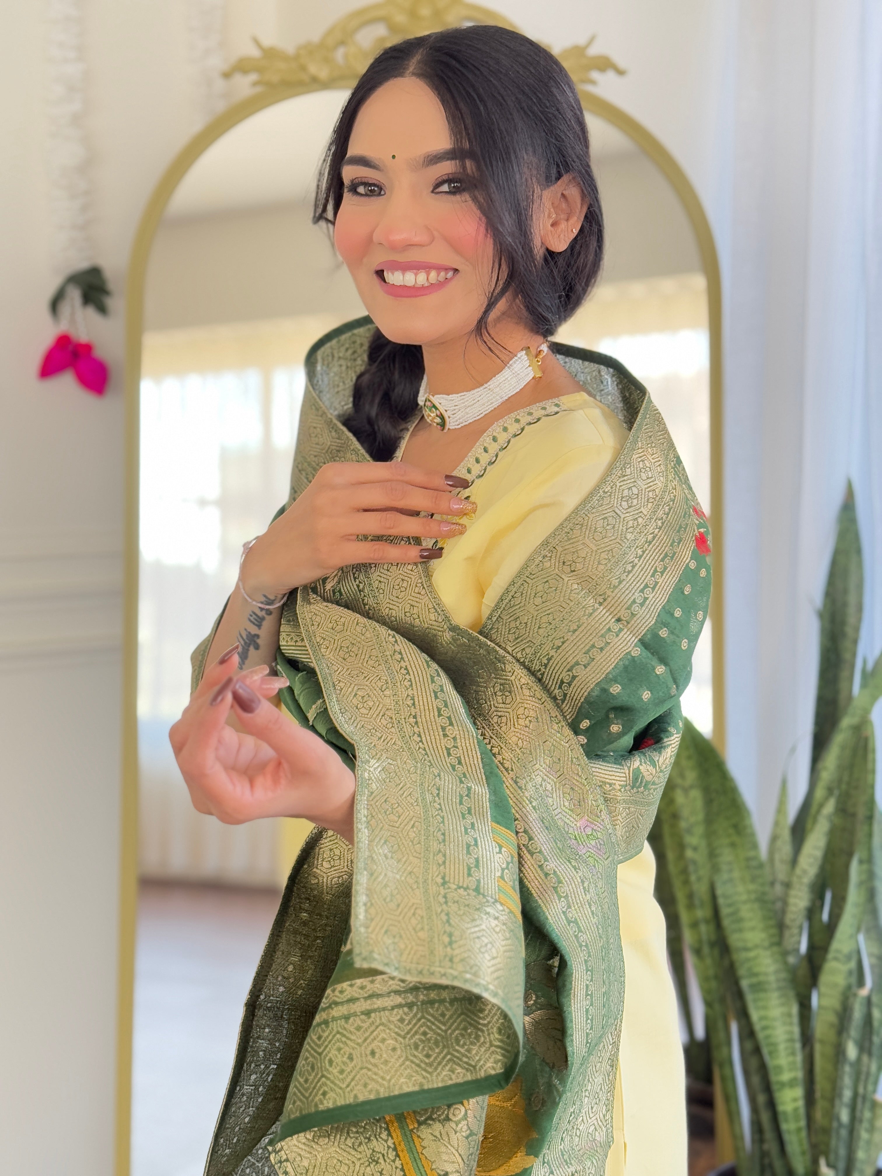 Captivating Yellow Color Viscose Chanderi Silk Embroidery Work Beautiful Kurta Set