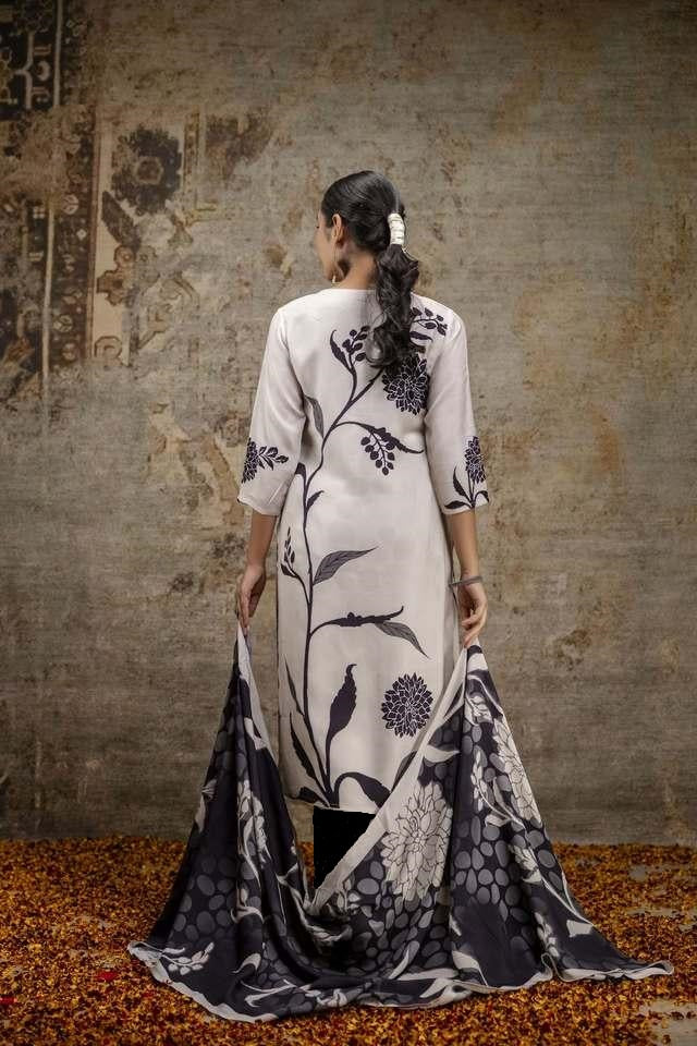 Delightful White Color Viscose Rayon With Printed Work Designer Kurta Set