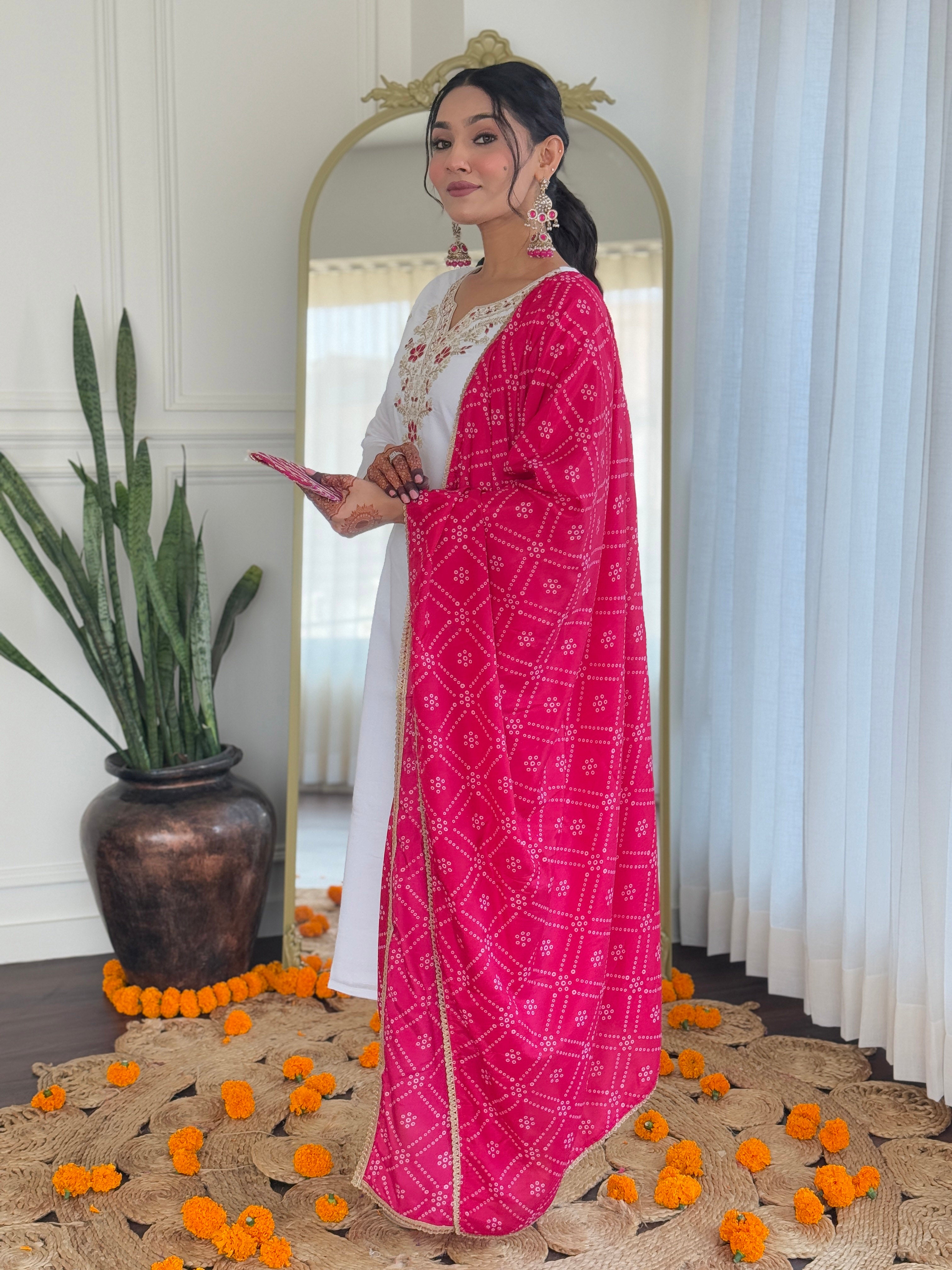 Party Wear White BSY Viscose Embroidered Work Straight Kurta Set