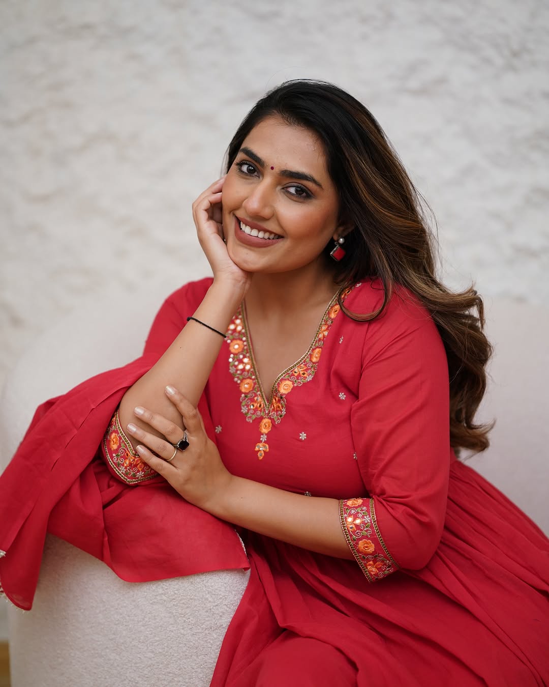 Ceremony Wear Red Color Viscose Chanderi With Embroidery Work Beautiful Kurta Set