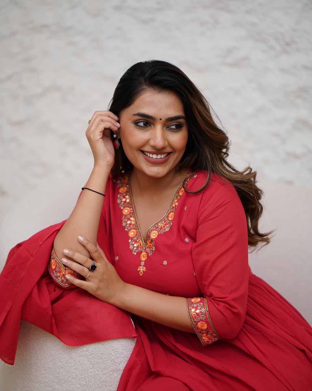 Ceremony Wear Red Color Viscose Chanderi With Embroidery Work Beautiful Kurta Set