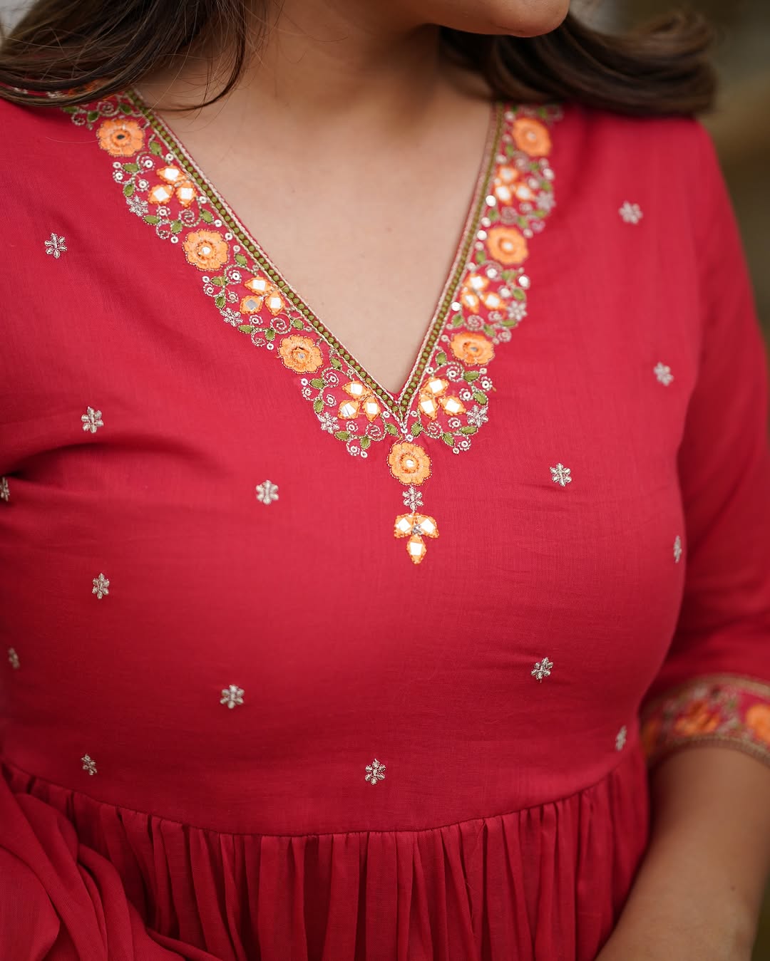 Ceremony Wear Red Color Viscose Chanderi With Embroidery Work Beautiful Kurta Set