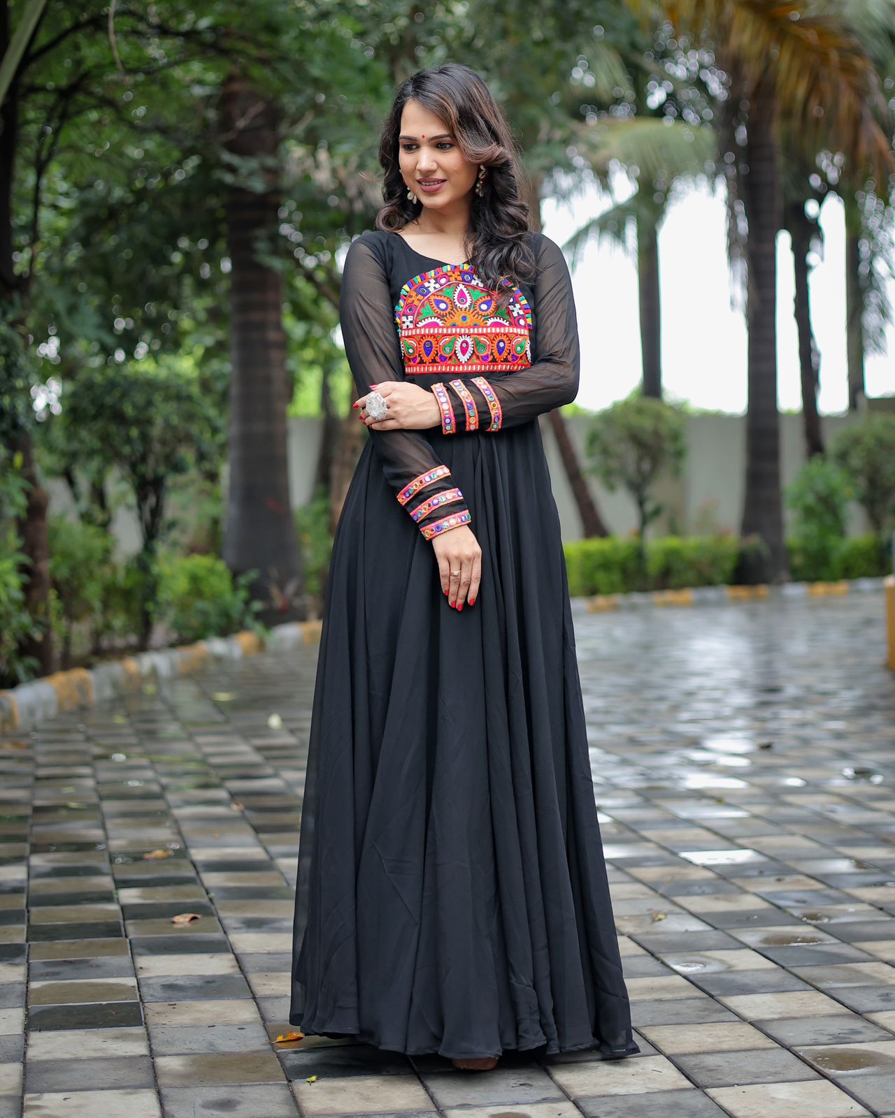 Traditional Wear Black Color Full Sleeve Gown Vastra Shop Traditional Wear Black Color Full Sleeve Gown Vastra Shop