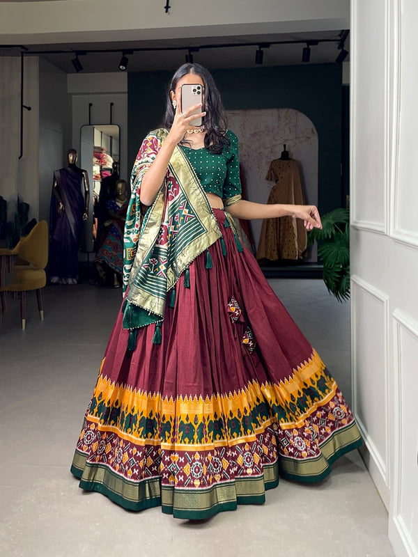 Maroon Color Patola Print Navratri Wear Lehenga Choli