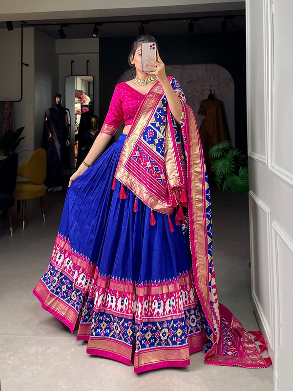 Blue Color Patola Print Navratri Wear Lehenga Choli