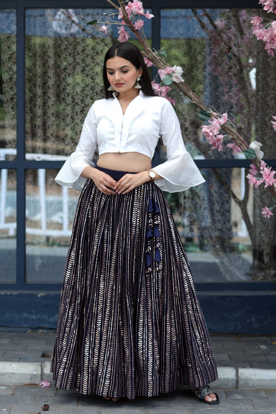 Black Color Sequence Lehenga With Innovative Blouse