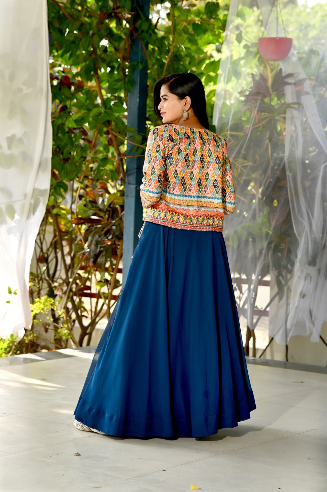 Luxuriant Navy Blue Color Lehenga Choli With Koti