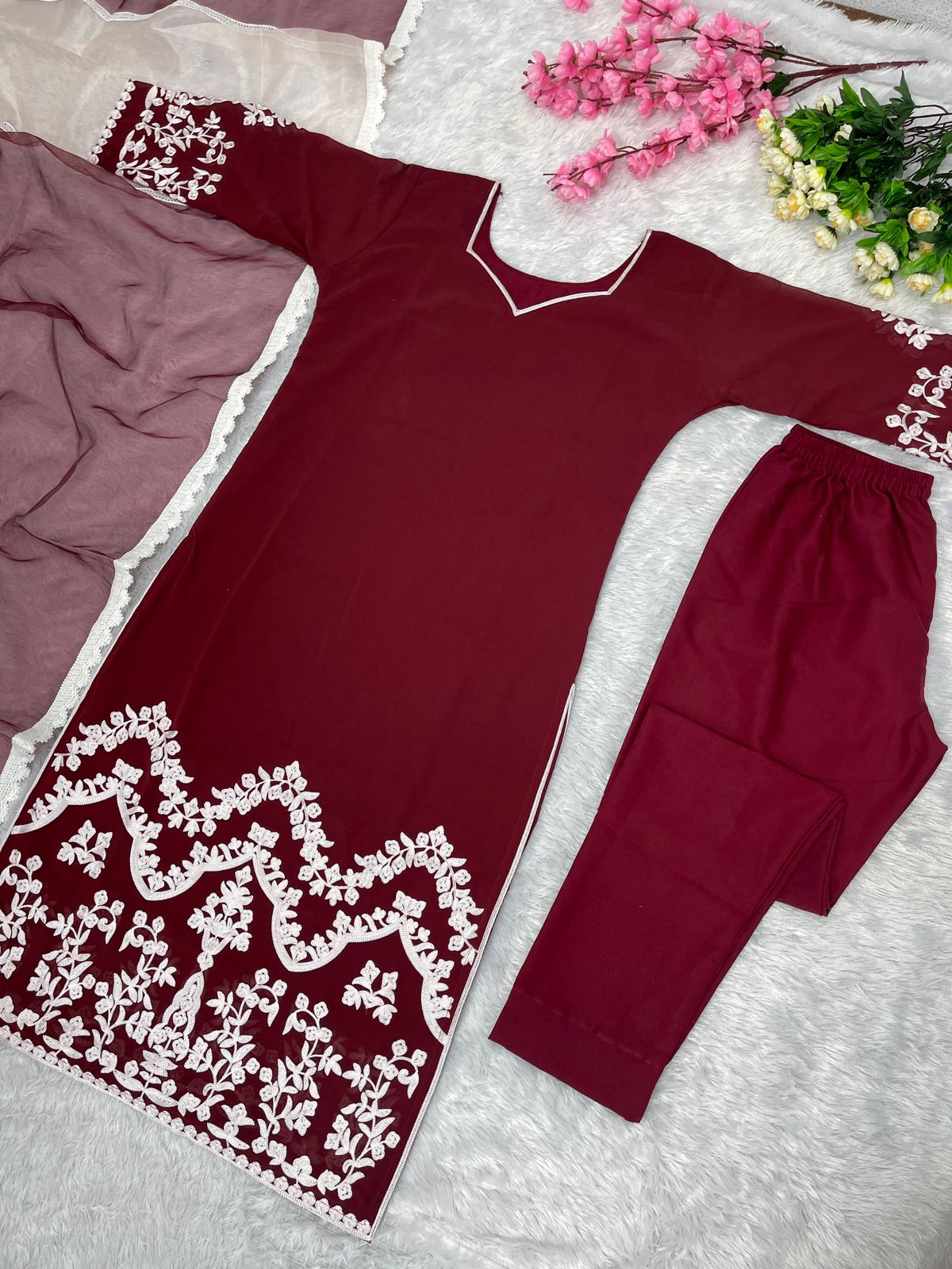 Admiring Thread Work Maroon Color Salwar Suit