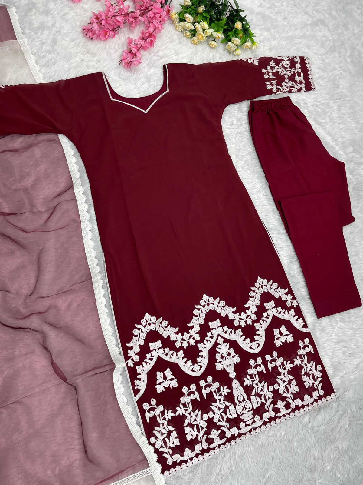 Admiring Thread Work Maroon Color Salwar Suit