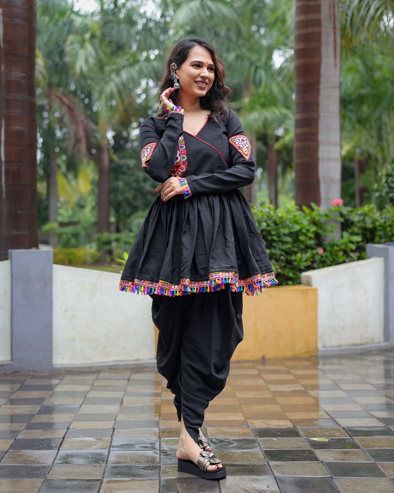 Navratri Special Black Color Kediyu With Dhoti