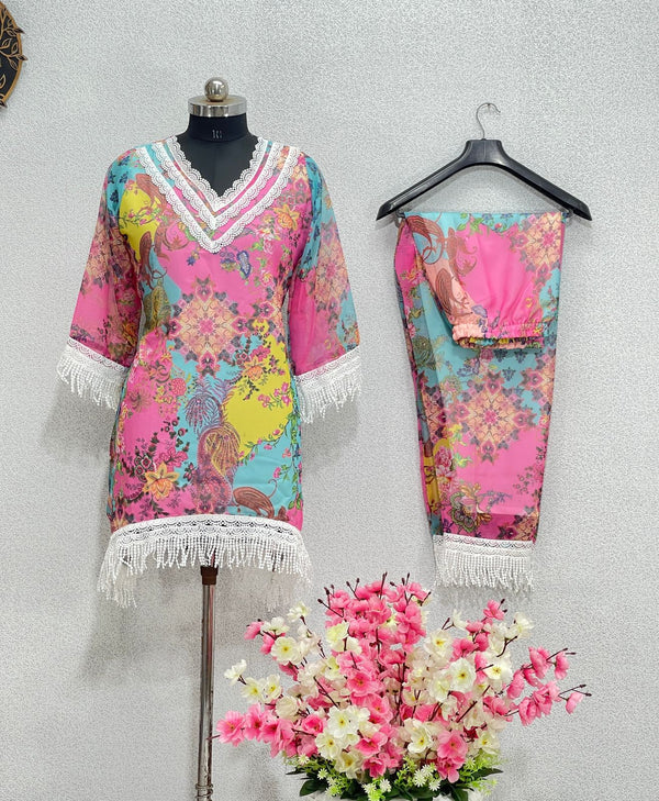 Captivating  Multi Color Printed Palazzo Suit