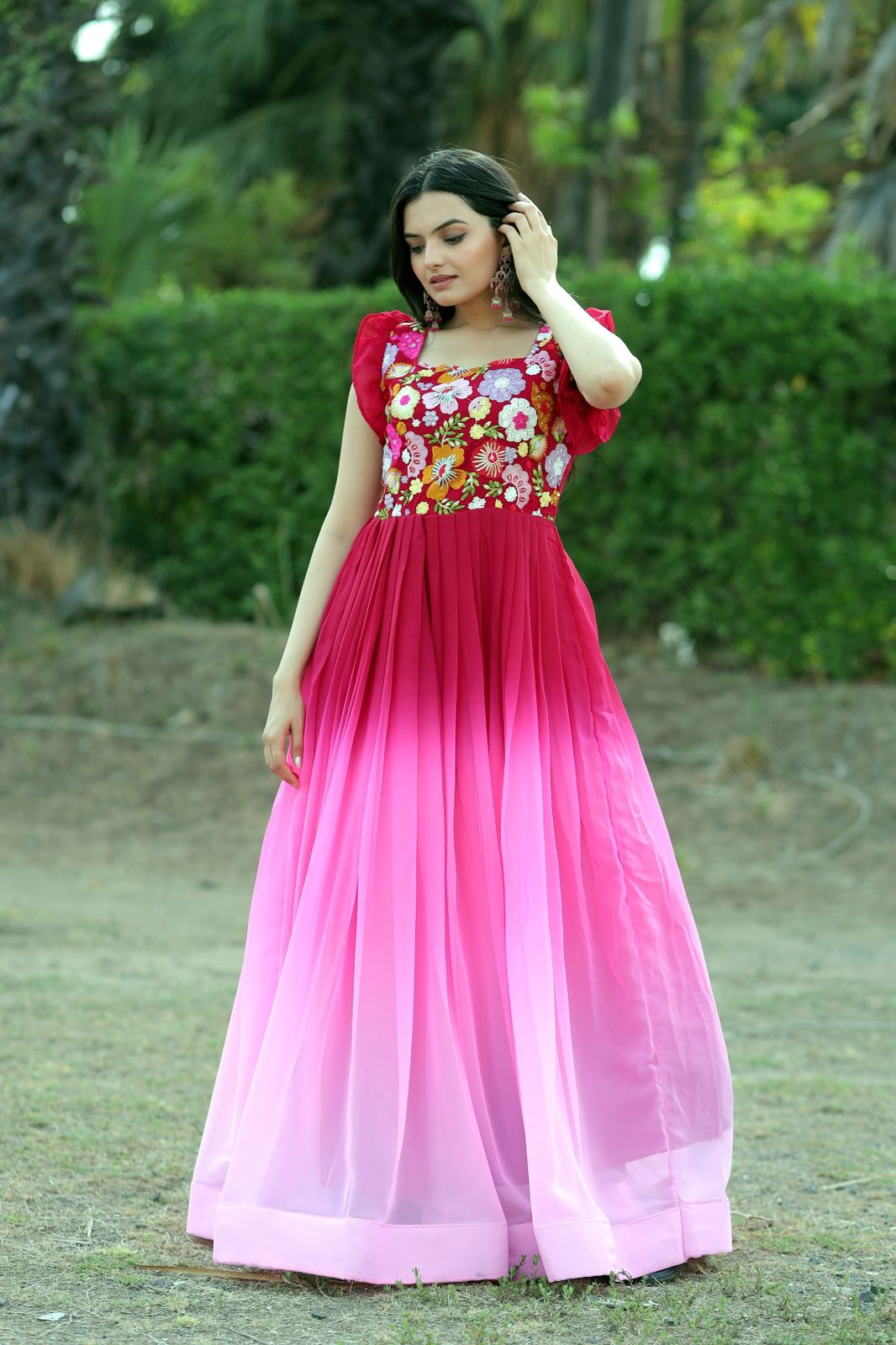 Occasion Wear Pink Color Shade With Work Gown  Vastra Shop