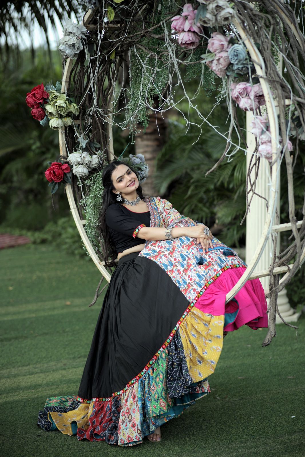 Navratri Multi Printed Black Color Traditional Lehenga Choli