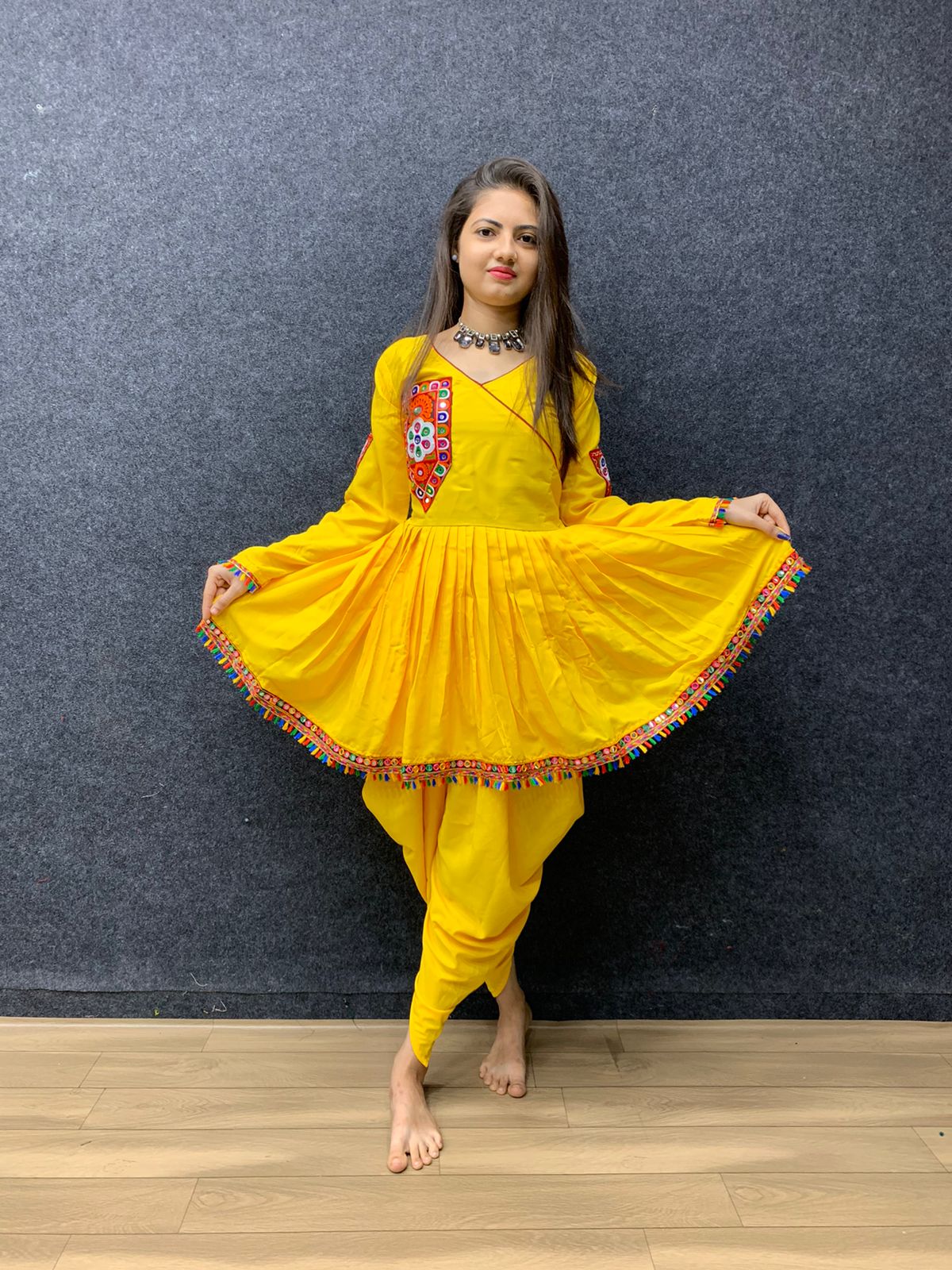 Navratri Special Yellow Color Kediyu With Dhoti