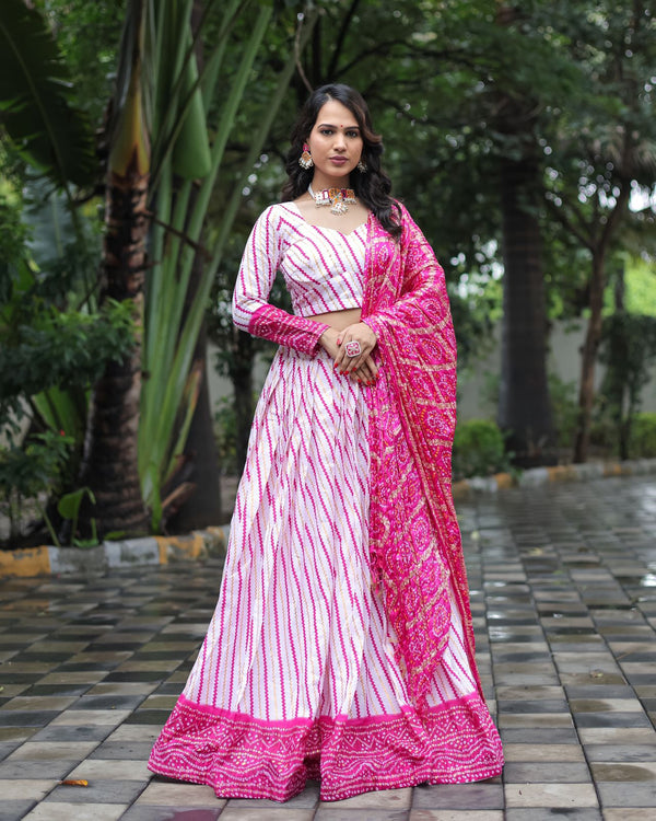Foil Printed Pink Color Traditional Wear Lehenga Choli