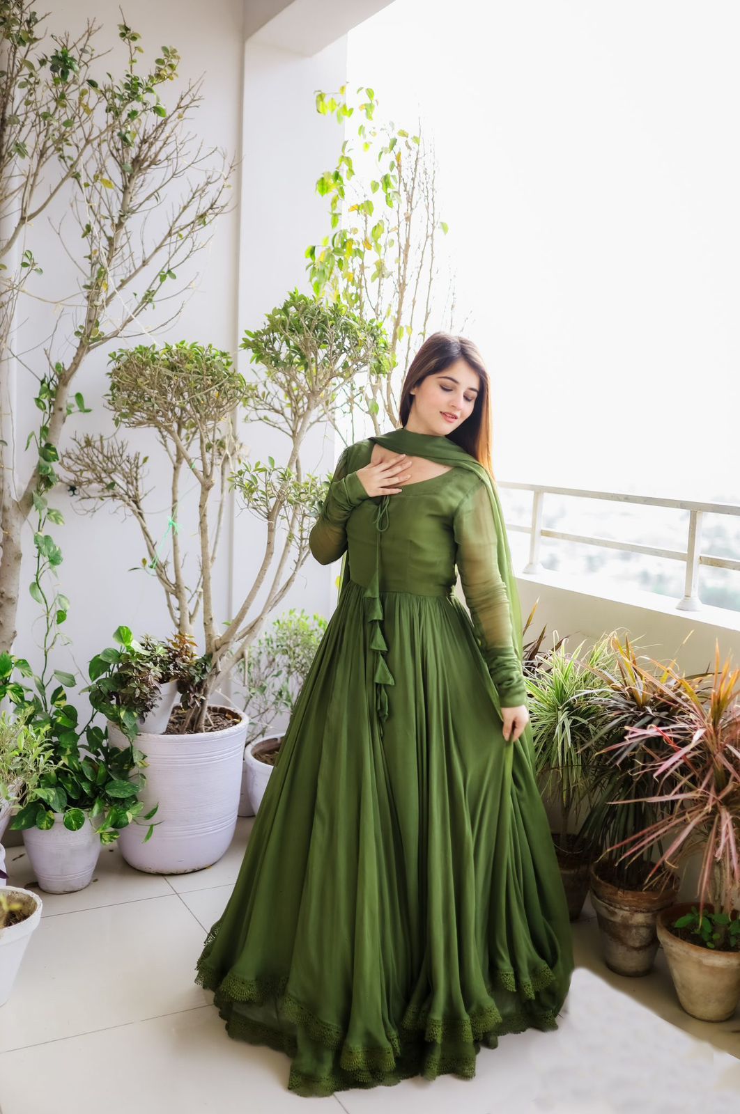 Superhit Mehendi Green Color Two Layer Gown Vastra Shop Superhit Mehendi Green Color Two Layer Gown Vastra Shop