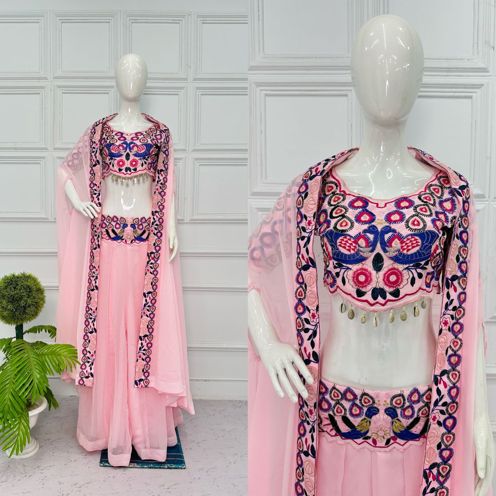 Glorious Light Pink Color Sharara Top With Shrug