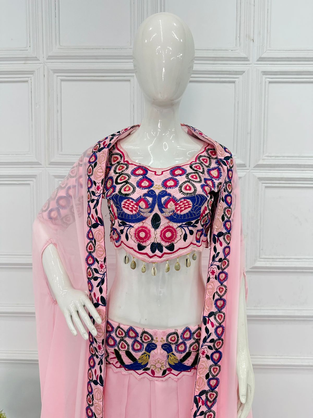 Glorious Light Pink Color Sharara Top With Shrug