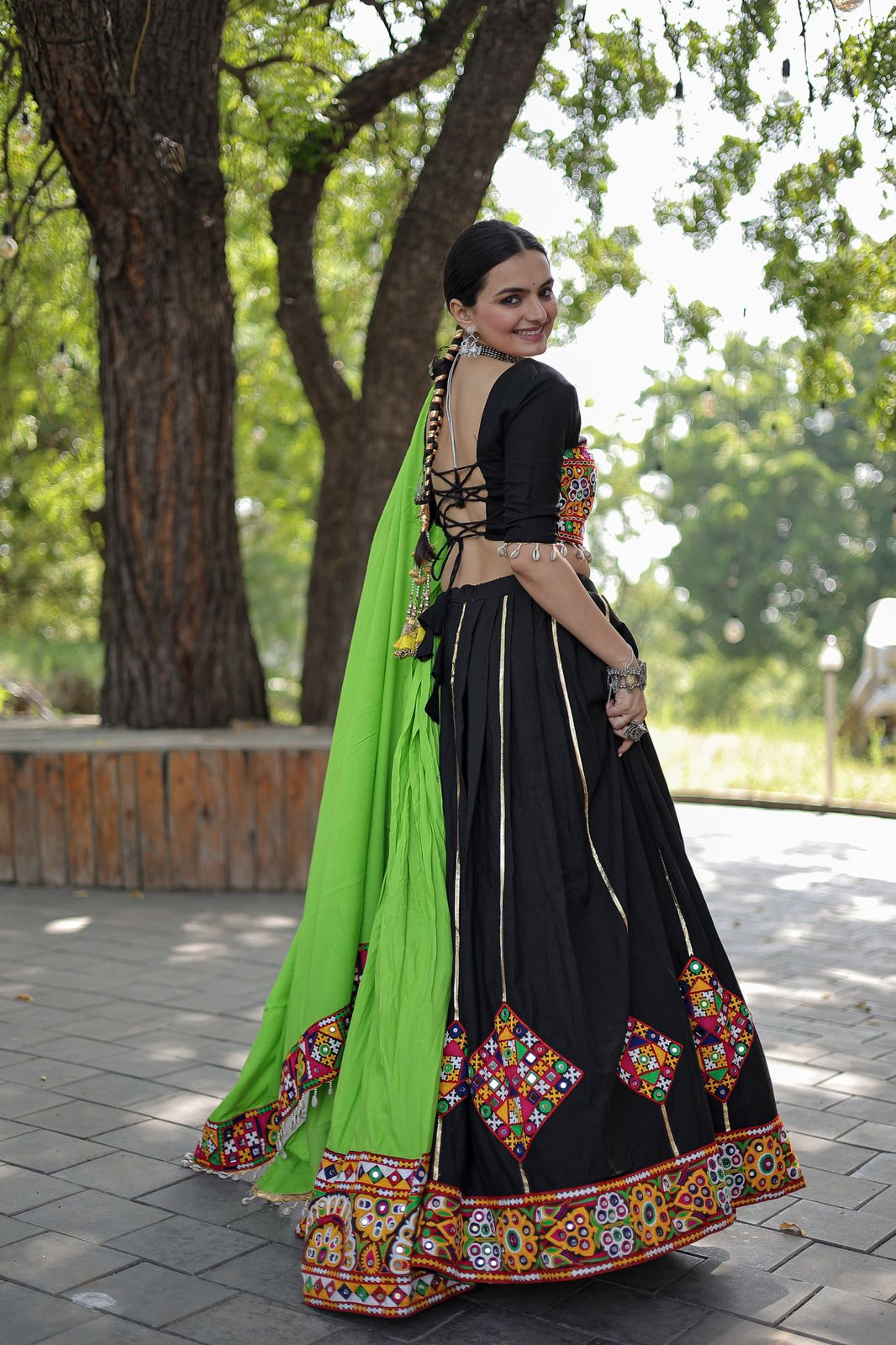 Gamthi Style Black Color Kutchi Work Navratri Lehenga Choli