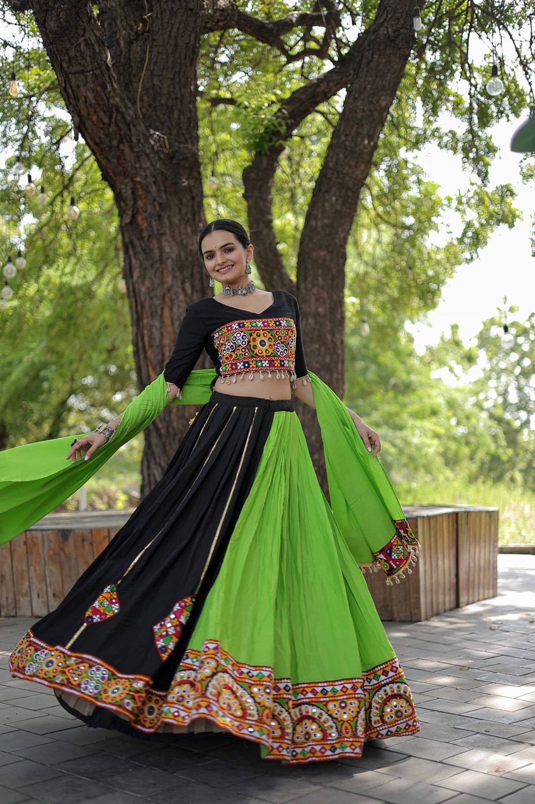 Gamthi Style Black Color Kutchi Work Navratri Lehenga Choli