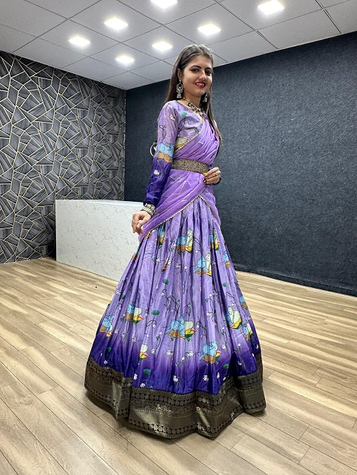 Exclusive Printed Lavender Color Lehenga Choli