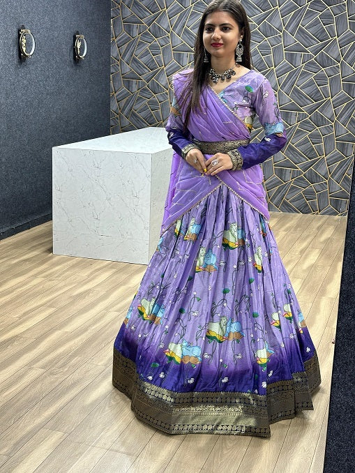 Exclusive Printed Lavender Color Lehenga Choli