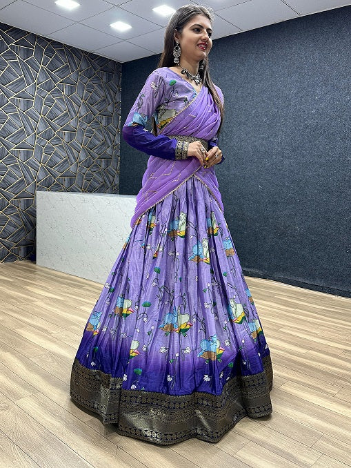 Exclusive Printed Lavender Color Lehenga Choli
